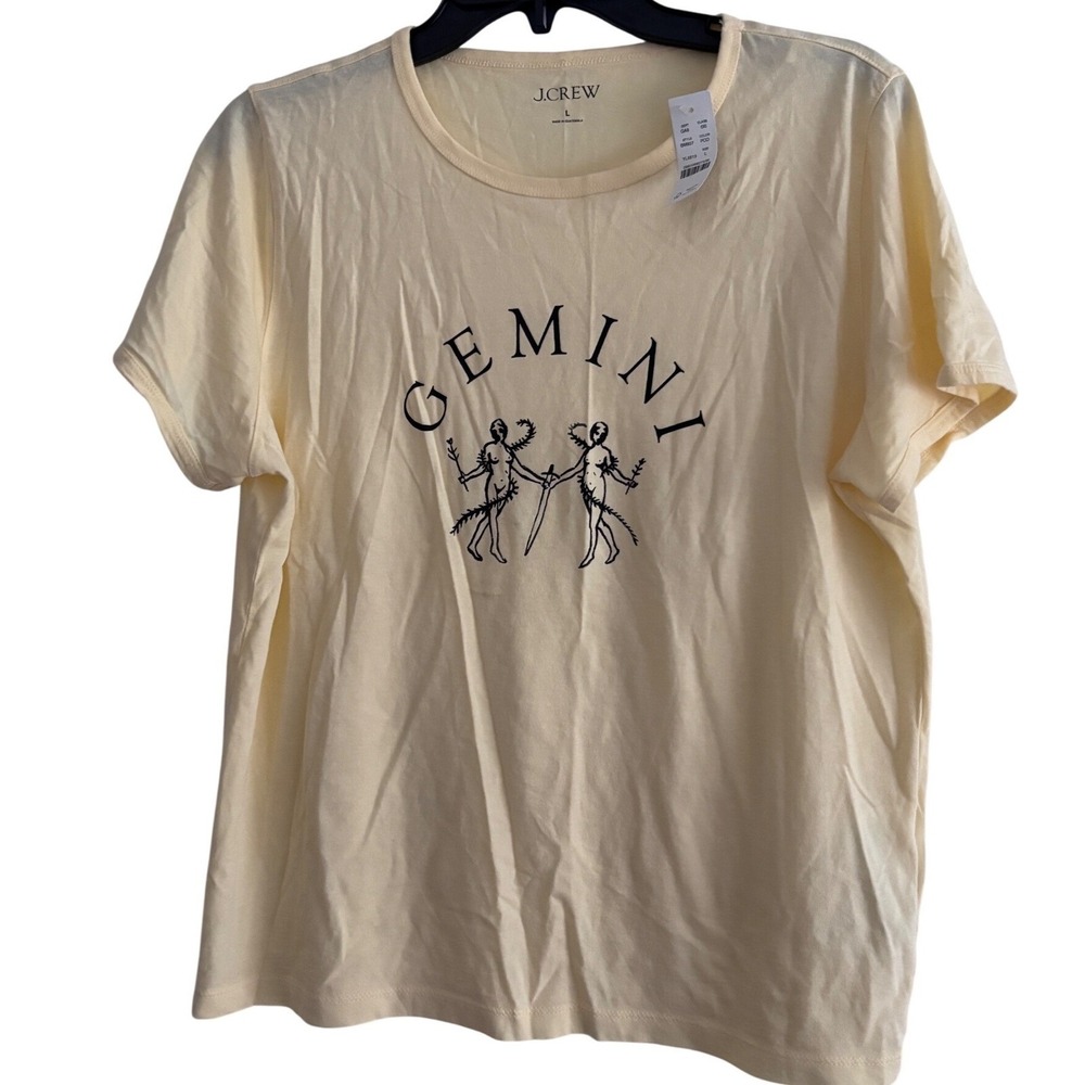 J.Crew Gemini Zodiac Graphic T-Shirt Pale Statement Celestial Boho NWT L